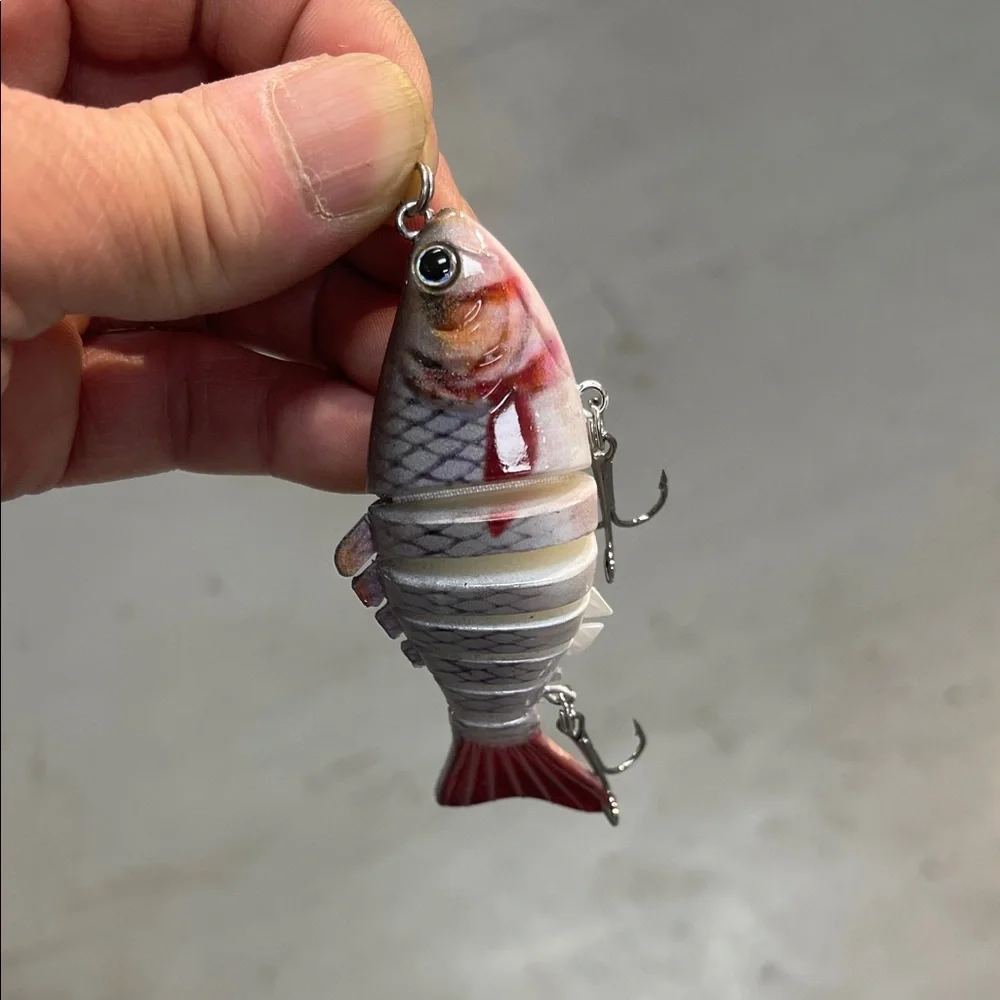 Lifelike Multi-Jointed Fish Lure - Red and White